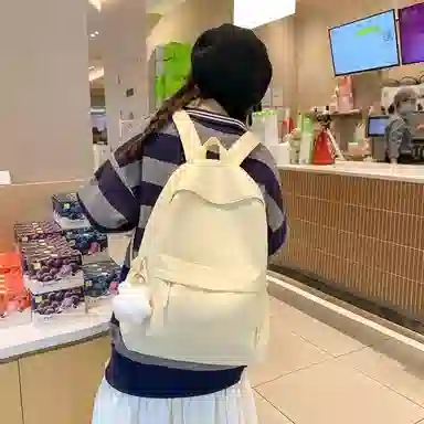 普乐威 小清新学院风纯色韩版简约百搭 尼龙 双肩包 大号 男女同款情侣款 多色