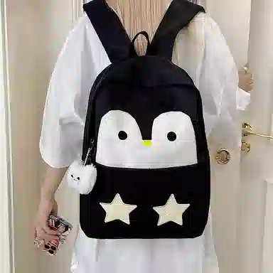 普乐威 学院风可爱卡通企鹅小清新初中高中学生旅游轻便 尼龙 双肩包 女款 多色