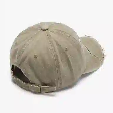 时尚复古破洞软顶字母立体刺绣韩版百搭弯檐水洗户外骑行出游遮阳潮牌 棉质材质 鸭舌帽 男女同款情侣款