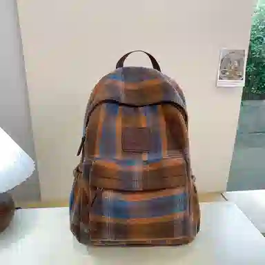 科物酷 书包复古格子大容量潮流高颜值初中高中大学生上课出游日常百搭 呢子 双肩包 男女同款情侣款 多色