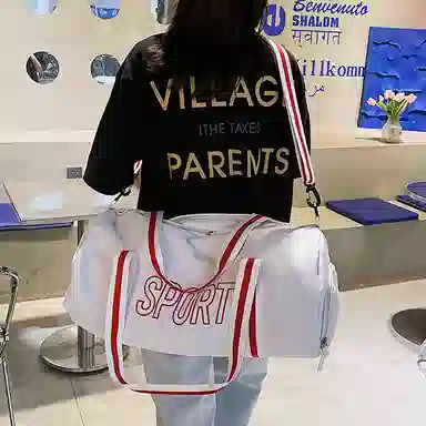 科物酷 短途旅行运动轻便百搭 尼龙布 健身包 男女同款情侣款 白色/黑色