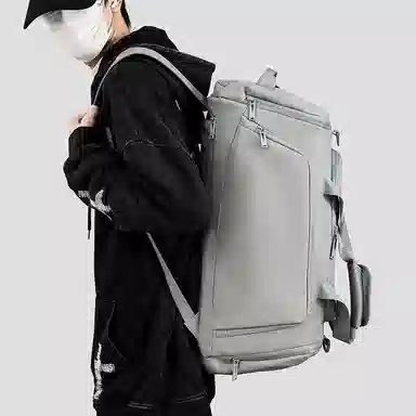 科物酷 高端商务大容量手旅行通勤提行李包防水双肩包干湿运动分离单肩包独立鞋舱 尼龙布 健身包 大号 男女同款情侣款 灰色