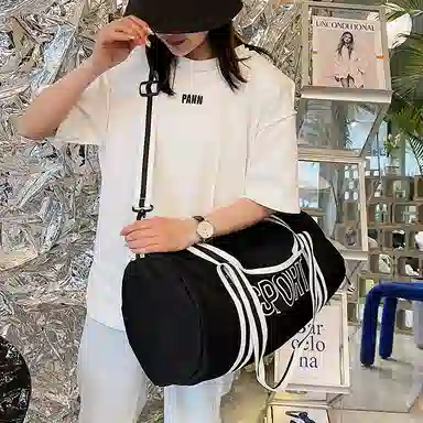 科物酷 短途旅行运动轻便百搭 尼龙布 健身包 男女同款情侣款 白色/黑色