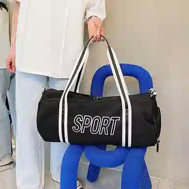 科物酷 短途旅行运动轻便百搭 尼龙布 健身包 男女同款情侣款 白色/黑色