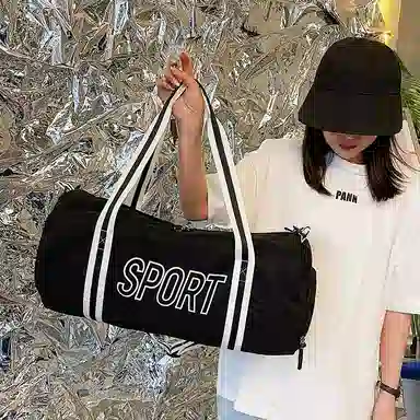 科物酷 短途旅行运动轻便百搭 尼龙布 健身包 男女同款情侣款 白色/黑色