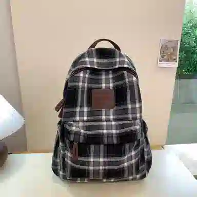 科物酷 书包复古格子大容量潮流高颜值初中高中大学生上课出游日常百搭 呢子 双肩包 男女同款情侣款 多色