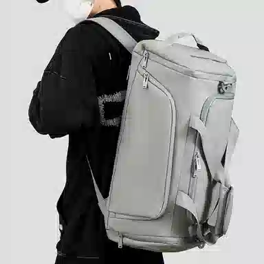 科物酷 高端商务大容量手旅行通勤提行李包防水双肩包干湿运动分离单肩包独立鞋舱 尼龙布 健身包 大号 男女同款情侣款 灰色