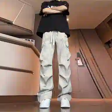 寻星记 扎染潮牌美式复古多口袋伞兵长裤 舒适百搭垂感强 尽显高级痞帅风工装裤 男女同款