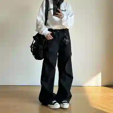 悍戈 美式复古高街设计感百搭西裤休闲裤 男女同款