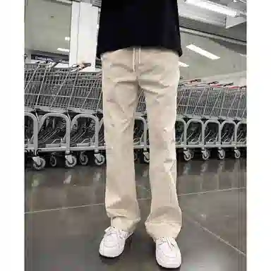 虫小绿 美式基础斜切百搭工装微喇长裤休闲裤 男女同款