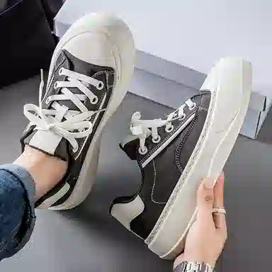 美式韩版融合的潮流学院风 透气轻便增高 低帮 帆布鞋 男款