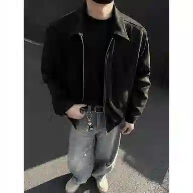 悍戈 美式麂皮绒飞行员时尚轮廓设计氛围感潮流百搭日常翻领舒适休闲夹克外套 男女同款