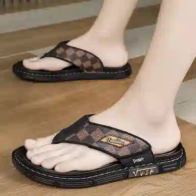 萌芽熊 休闲时尚 橡胶底 防磨防滑人字拖鞋 男款