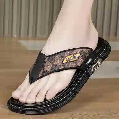 萌芽熊 休闲时尚 橡胶底 防磨防滑人字拖鞋 男款