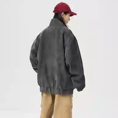 帕丁顿熊 复古日系工装拼接夹克外套简约宽松翻领休闲防风机车皮衣 男女同款