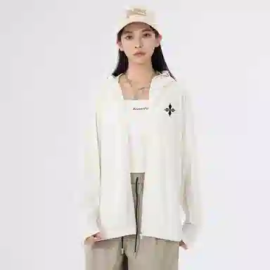 帕丁顿熊 基础款复古简约十字菱形刺绣纯色宽松短板连帽户外功能性凉感高弹力亲肤超轻速干透气皮肤衣防水防紫外线 凉感超轻透气防晒服 男女同款