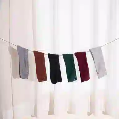 靴下物 提花羊毛日系纯色简约中筒袜 女款