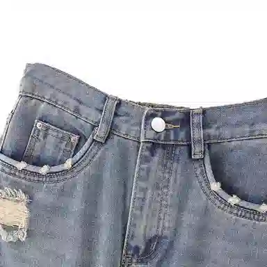 云妃秀 修身适中中腰牛仔短裙 女款 蓝色
