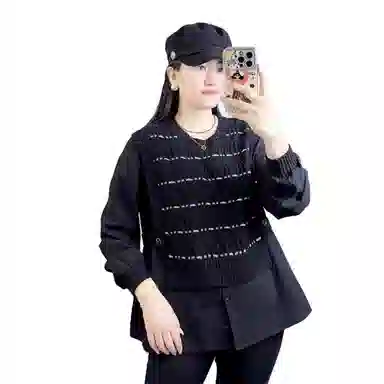 云妃秀 宽松显瘦针织衫 女款 黑色