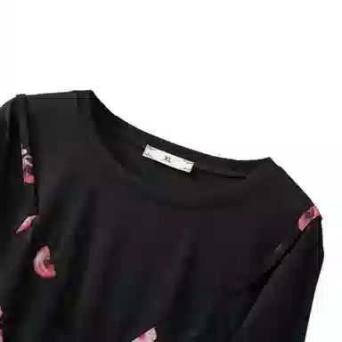 云妃秀 大码女装短袖连衣裙圆领印花时尚休闲宽松显瘦遮肉胖妹妹夏季 女款
