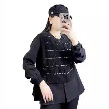 云妃秀 宽松显瘦针织衫 女款 黑色