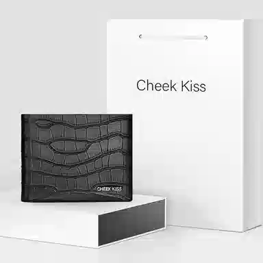 Cheekkiss Crocodile Leather Wallet Black