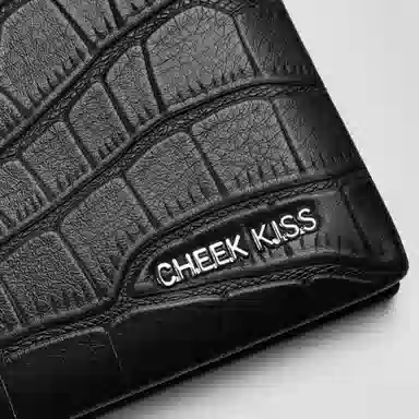 Cheekkiss Crocodile Leather Wallet Black