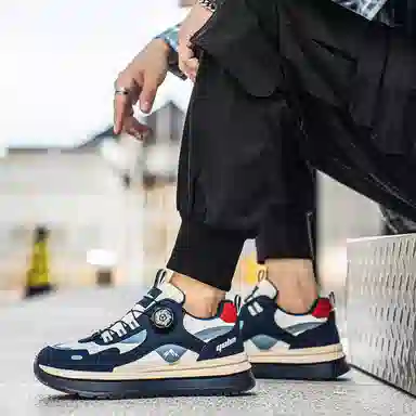 复古港风旋钮设计厚底增高时尚百搭户外运动日常通勤阿甘鞋 老爹鞋 男款