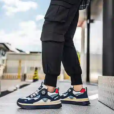 复古港风旋钮设计厚底增高时尚百搭户外运动日常通勤阿甘鞋 老爹鞋 男款