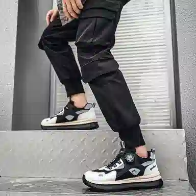 复古港风旋钮设计厚底增高时尚百搭户外运动日常通勤阿甘鞋 老爹鞋 男款