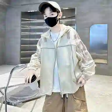 棉基因防晒服 洋气宽松连帽长袖 中小童