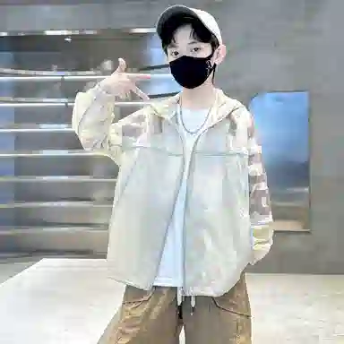 棉基因防晒服 洋气宽松连帽长袖 中小童