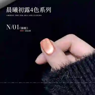 恩妮诗 恩妮诗晨曦初露猫眼指甲油 新款动感碎钻玻璃珠猫眼美甲店专用胶