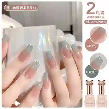 恩妮诗 秋冬酒红色指甲油胶 新款显白车厘子红亮片双色美甲套装
