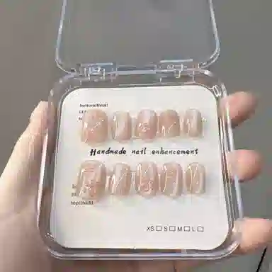 嘉比兔 美甲贴片 可爱猫咪爪可拆卸  短梯纯色裸色 亮片