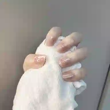 嘉比兔 美甲贴片 可爱猫咪爪可拆卸  短梯纯色裸色 亮片