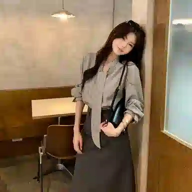 桴生 法式韩系气质飘带高腰长袖衬衫半身裙修身显瘦教资面试穿搭裙装套装 女款