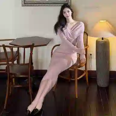 桴生 多种风格修身收腰宴会针织包臀裙长袖连衣裙 女款