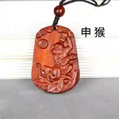 工匠一族 手工雕刻十二生肖木质平安无事牌 吉祥纳福#好运 檀木 项链 男女同款情侣款