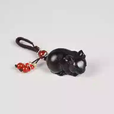 工匠一族 手工雕刻萌萌可爱精致创意小老鼠汽车钥匙扣红木饰品 紫光檀 挂件 男女同款情侣款