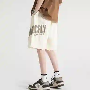 海尔斯 美式高街舒适字母印花中腰系带百搭宽松休闲短裤 男款