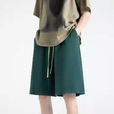 海尔斯 美式高街纯色舒适中腰系带百搭宽松休闲短裤 男款