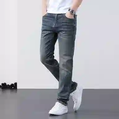 海尔斯 美式高街舒适时尚简约百搭凉感亲肤水洗做旧弹力修身直筒牛仔裤 男款