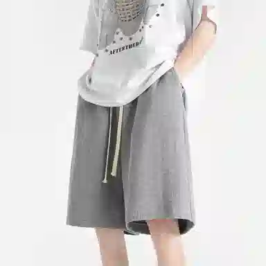 海尔斯 美式高街纯色舒适中腰系带百搭宽松休闲短裤 男款