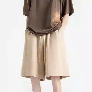 海尔斯 美式高街纯色舒适中腰系带百搭宽松休闲短裤 男款