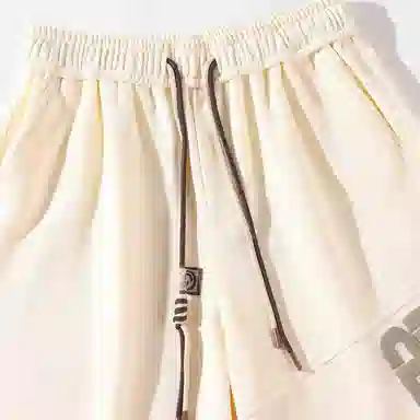 海尔斯 美式高街舒适字母印花中腰系带百搭宽松休闲短裤 男款