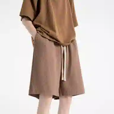 海尔斯 美式高街纯色舒适中腰系带百搭宽松休闲短裤 男款