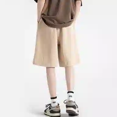 海尔斯 美式高街纯色舒适中腰系带百搭宽松休闲短裤 男款