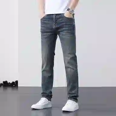 海尔斯 美式高街舒适时尚简约百搭凉感亲肤水洗做旧弹力修身直筒牛仔裤 男款