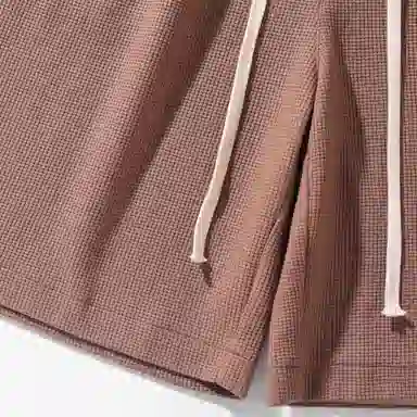 海尔斯 美式高街纯色舒适中腰系带百搭宽松休闲短裤 男款